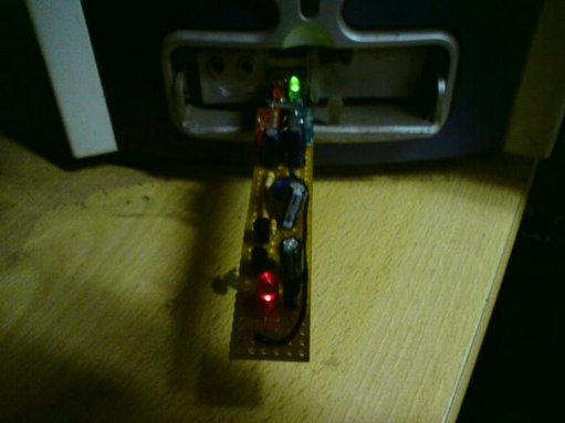 De rode LED (TX) brand bij PSK input, eindelijk...